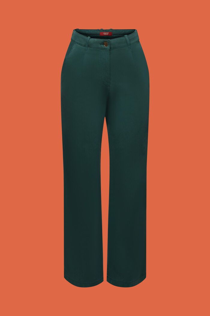 Kalhoty chino širokého střihu s vysokým pasem, EMERALD GREEN, detail image number 7