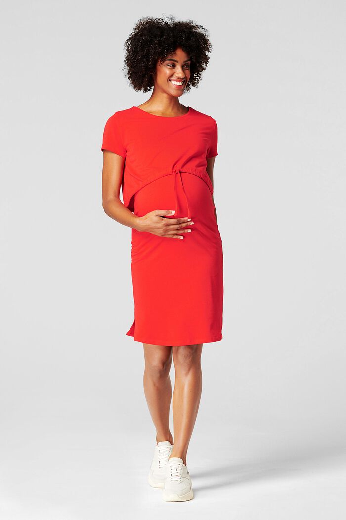 Vrstvené šaty s úpravou pro kojení, bio bavlna, RED, detail image number 0