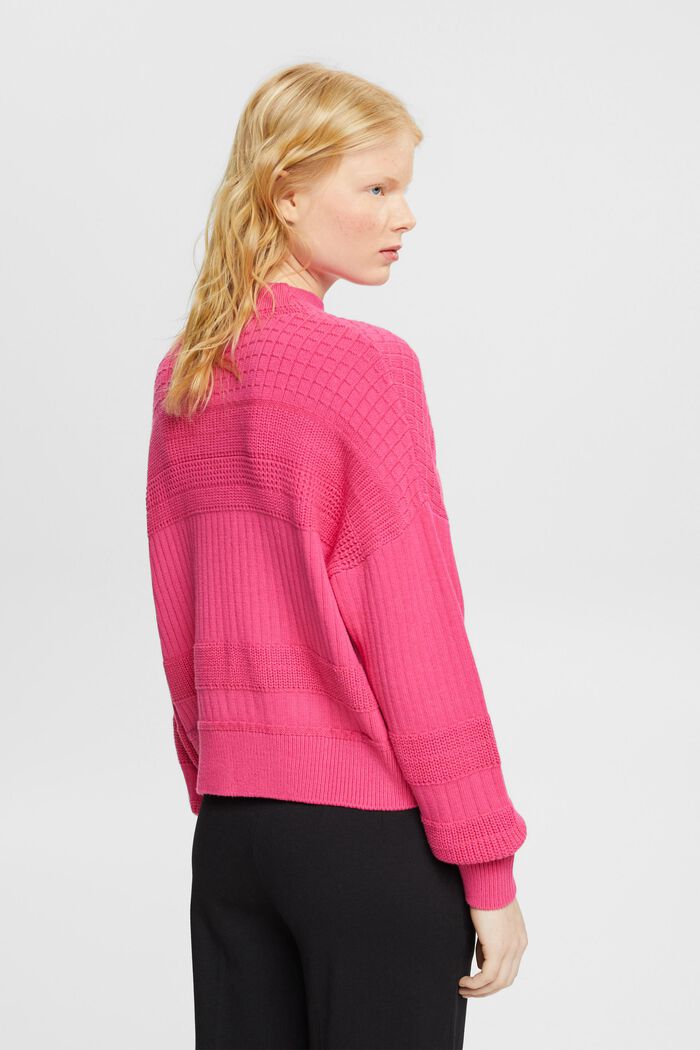 Pletený pulovr s různými vzory, PINK FUCHSIA, detail image number 3