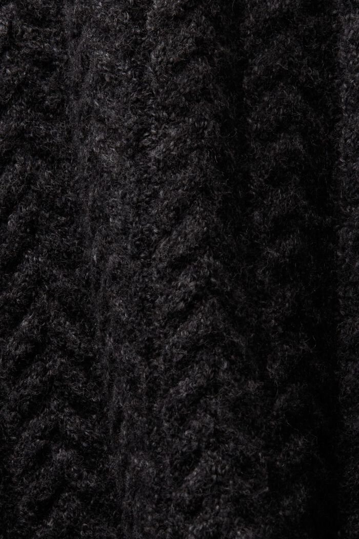 Pulovr s rolákem, z copánkové pleteniny, BLACK, detail image number 6