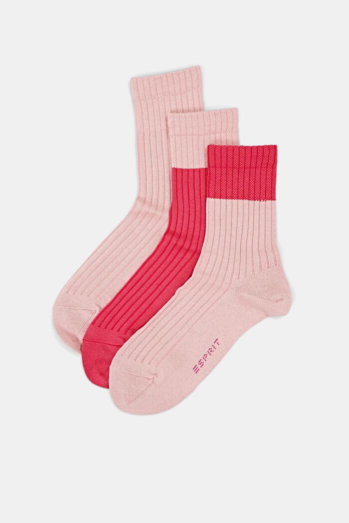 S vlnou: žebrované ponožky, 3 páry v balení, ROSE/PINK, detail image number 0