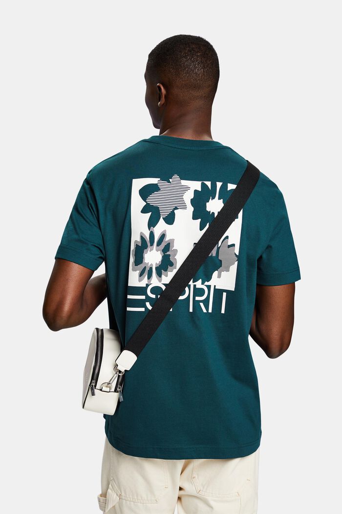 Bavlněné tričko s logem, DARK TEAL GREEN, detail image number 2