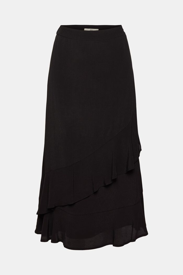 Midi sukně s volánem, BLACK, detail image number 5