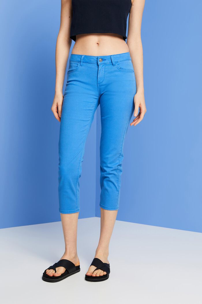 Capri kalhoty z bio bavlny, BRIGHT BLUE, detail image number 0