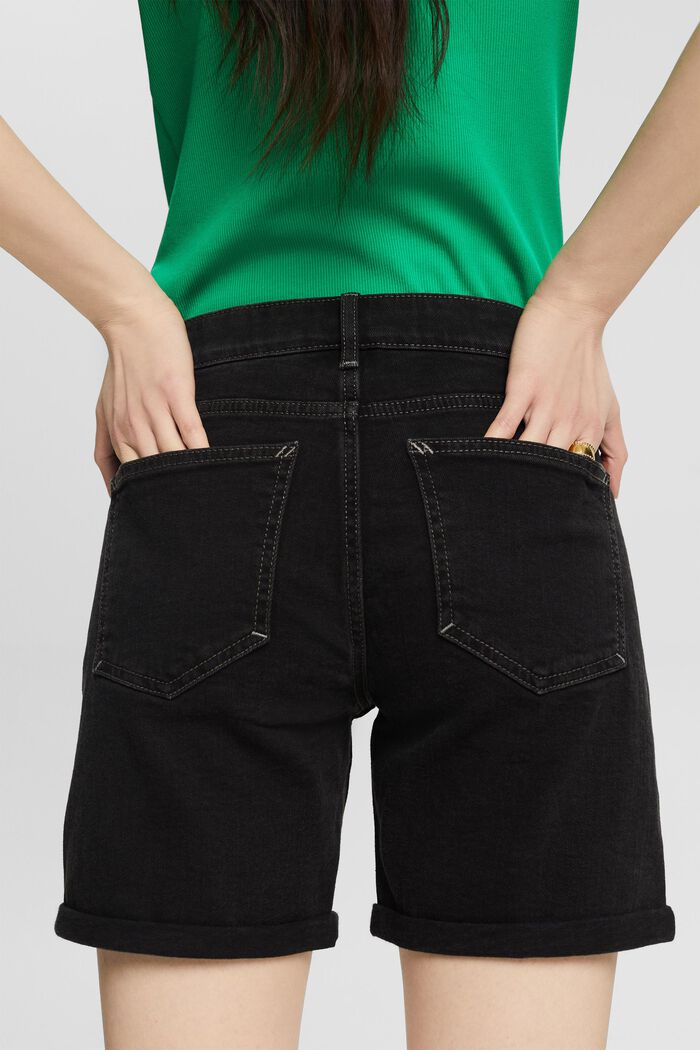 Retro klasické džínové šortky, BLACK DARK WASHED, detail image number 3