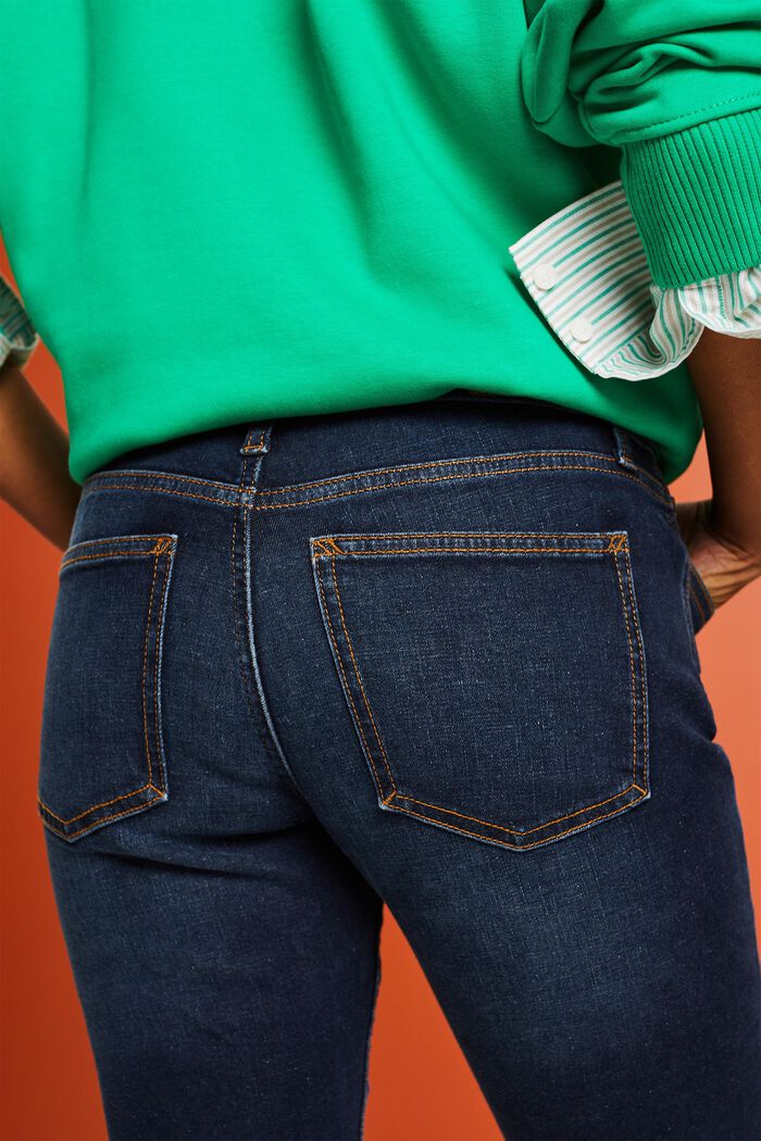 Rovné džíny se střední výškou pasu, BLUE DARK WASHED, detail image number 4