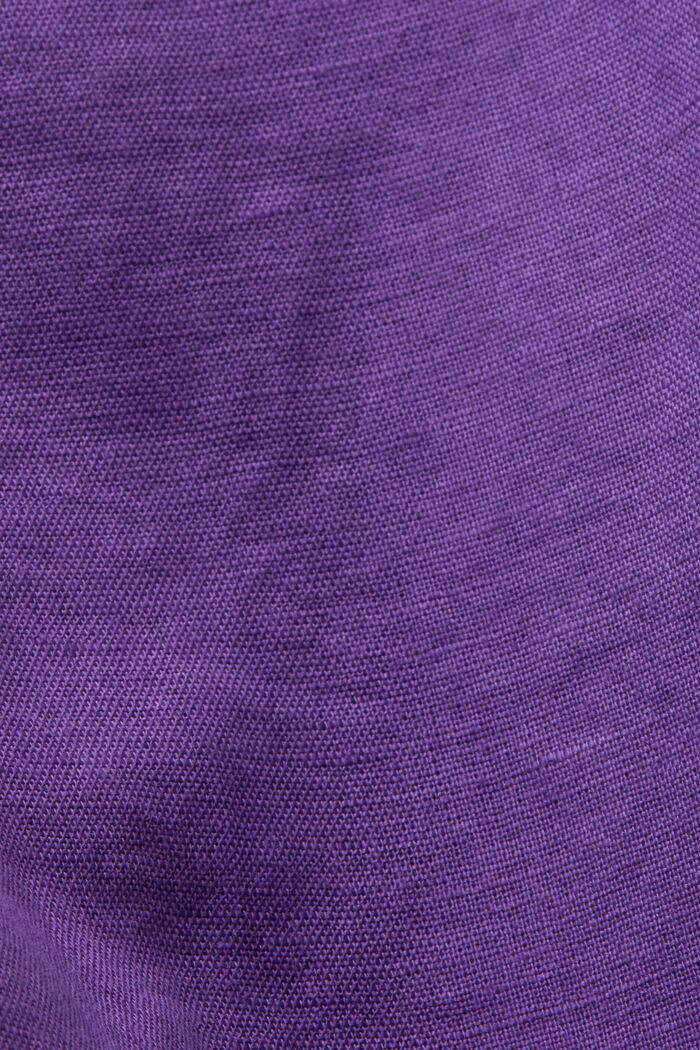 Tričko ze směsi lnu s bavlnou, PURPLE, detail image number 4