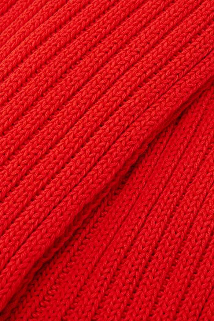 Volnější kruhová šála z žebrové pleteniny, 100% bavlna, ORANGE RED, detail image number 1