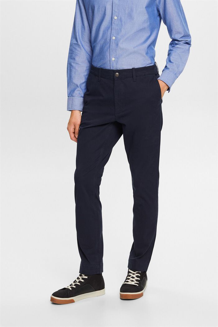 Kalhoty chino, bavlněný kepr, NAVY, detail image number 0
