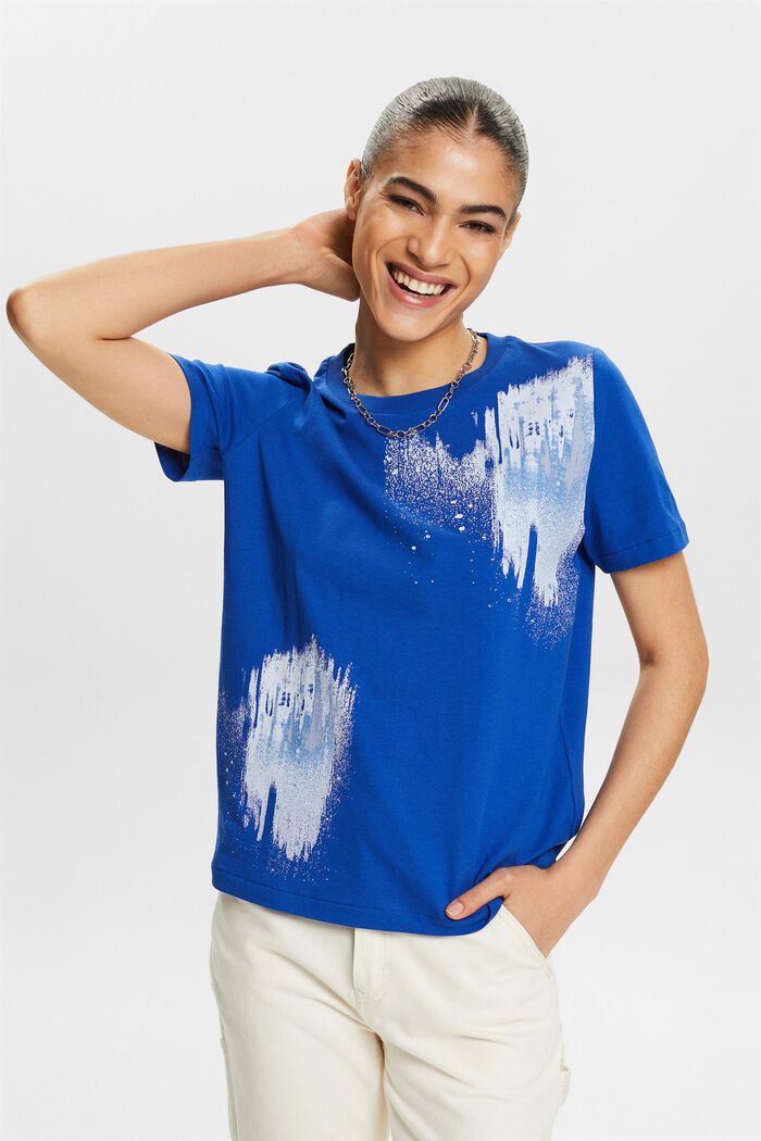 Bavlněné tričko s grafickým potiskem, BRIGHT BLUE, detail image number 4