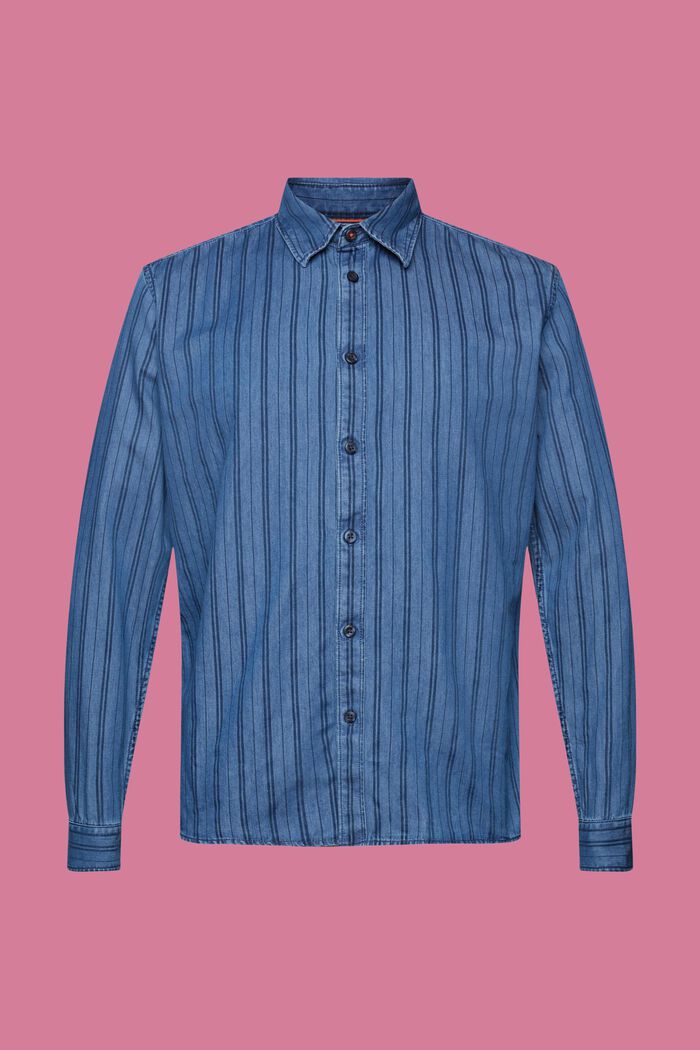 Slim fit džínová košile s pruhy, NAVY, detail image number 5