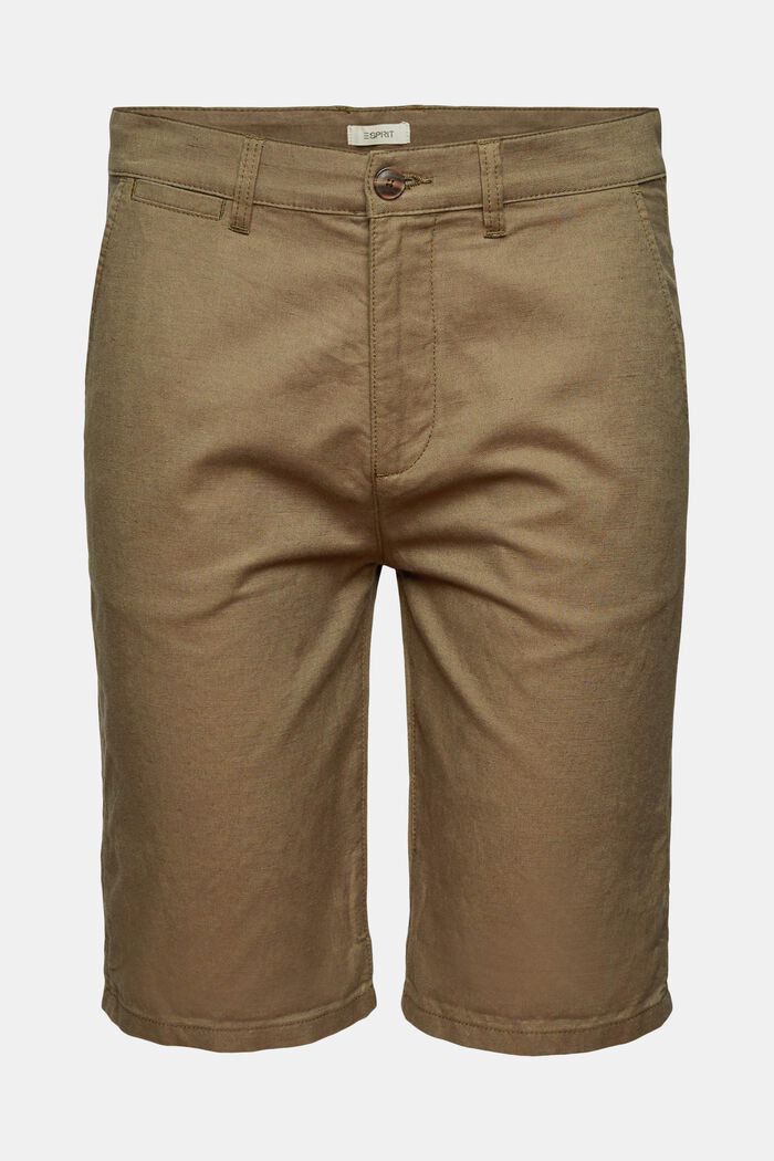 Krátké kalhoty ze směsi se lnem, DUSTY GREEN, detail image number 2
