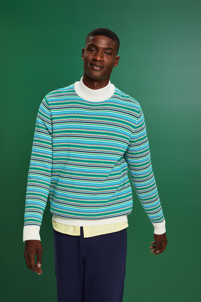 Bavlněný žakárový pulovr s krátkým rolákem, ICE, detail image number 5