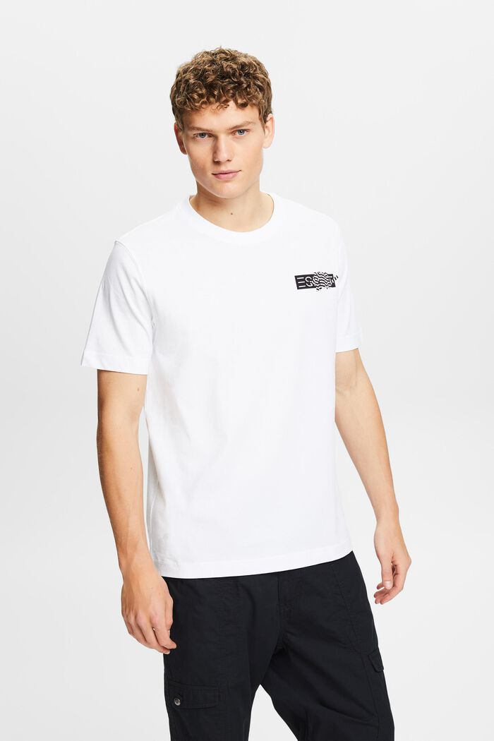 Tričko z bavlněného žerzeje, s grafickým designem, WHITE, detail image number 0