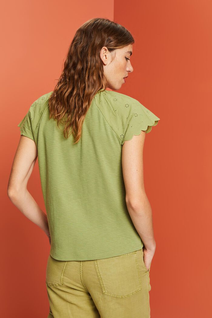 Tričko s rukávy s dírkovou výšivkou, PISTACHIO GREEN, detail image number 3