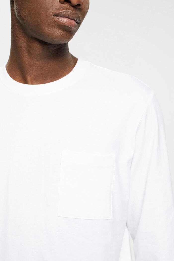 Žerzejové tričko s dlouhým rukávem, 100 % bavlna, WHITE, detail image number 3