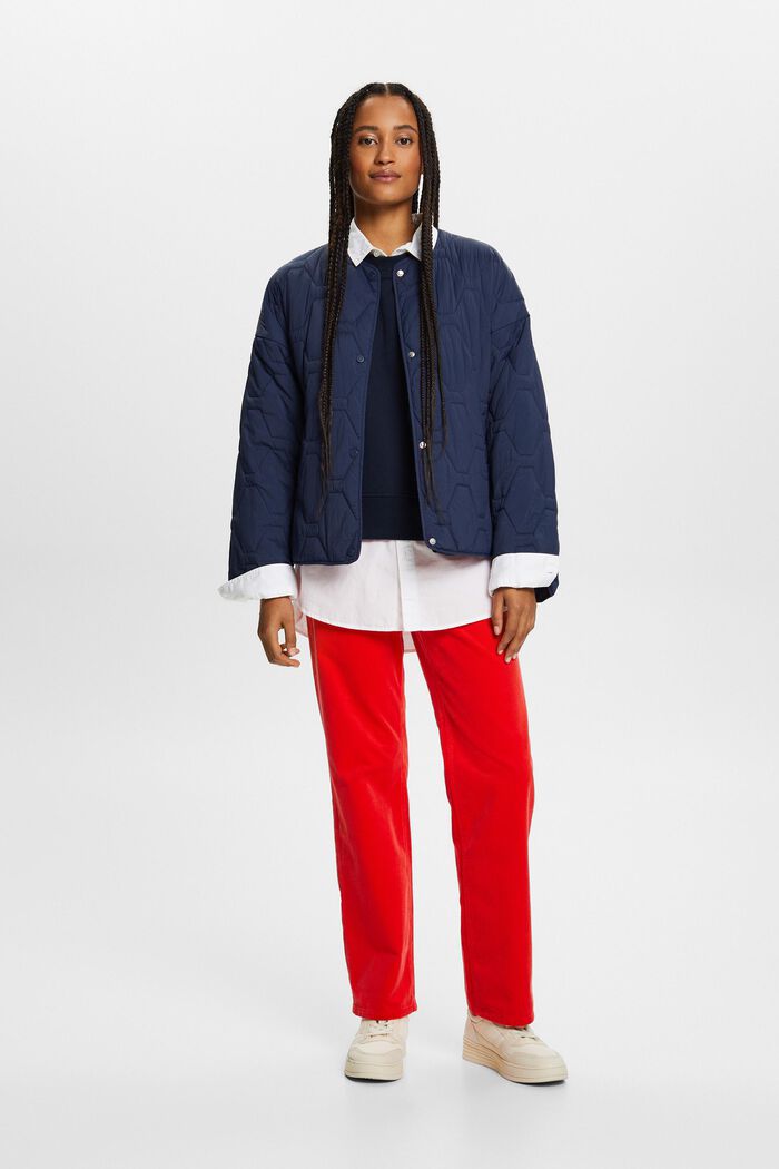 Manšestrové kalhoty s rovným straight střihem a vysokým pasem, RED, detail image number 1