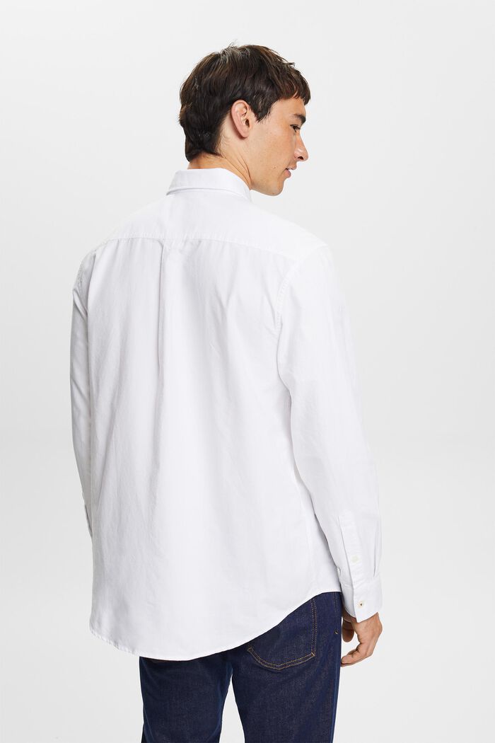Bavlněná popelínová košile s propínacím límcem, WHITE, detail image number 4