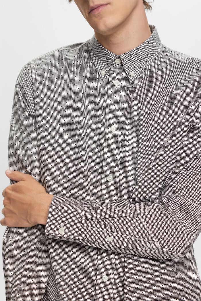 Propínací vzorovaná košile, 100% bavlna, DARK BROWN, detail image number 2