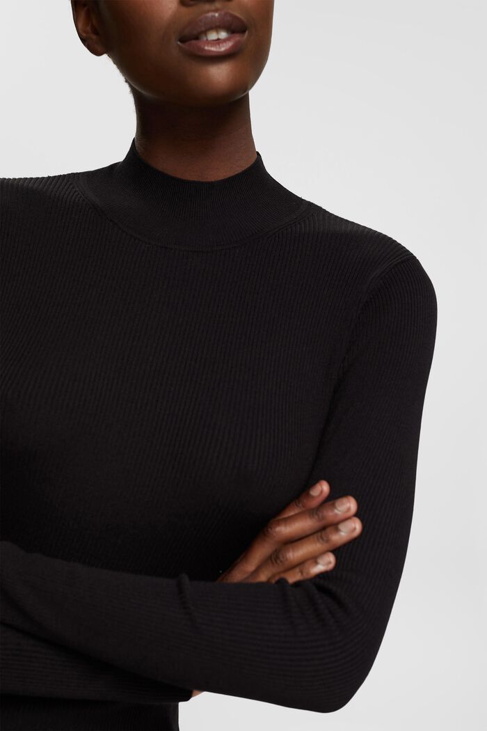 Žebrový pulovr, LENZING™ ECOVERO™, BLACK, detail image number 0