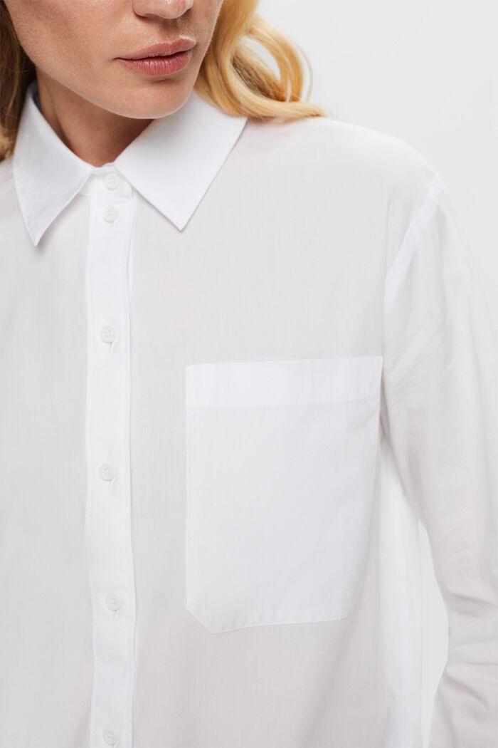 Košilová halenka s volným střihem, 100% bavlna, WHITE, detail image number 2