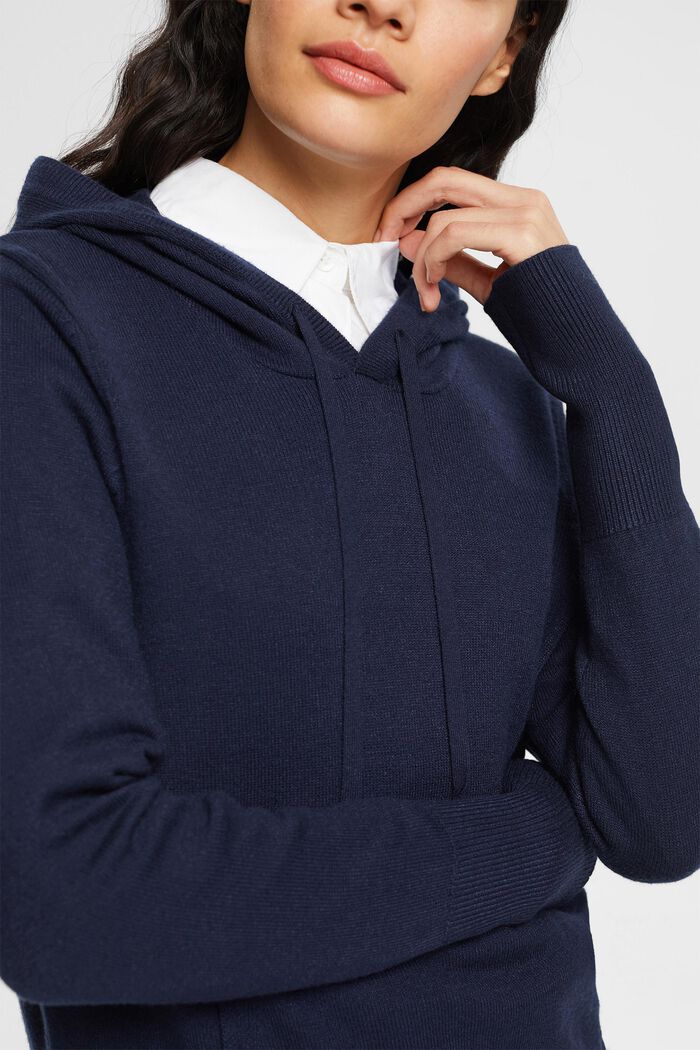 Pletený pulovr s kapucí, NAVY, detail image number 0