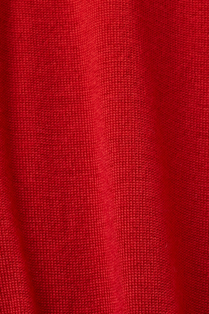 Pulovr s rolákem, z vlny merino, DARK RED, detail image number 5