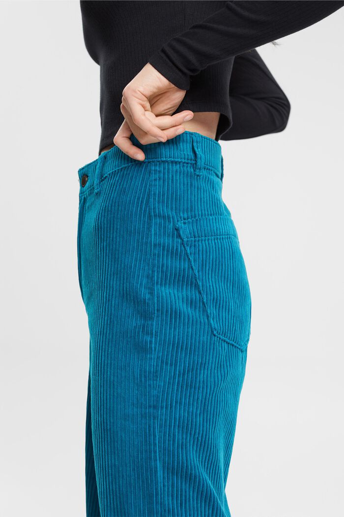 Zkrácené široké manšestrové kalhoty, TEAL BLUE, detail image number 0