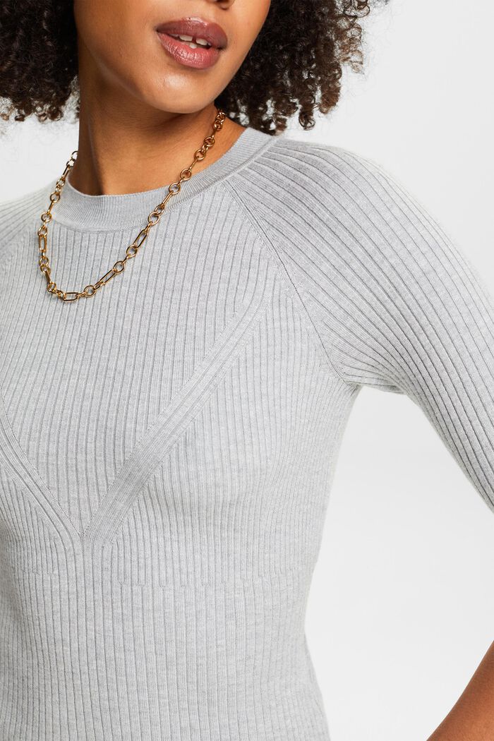 Žebrový pulovr s krátkým rukávem, LIGHT GREY, detail image number 3