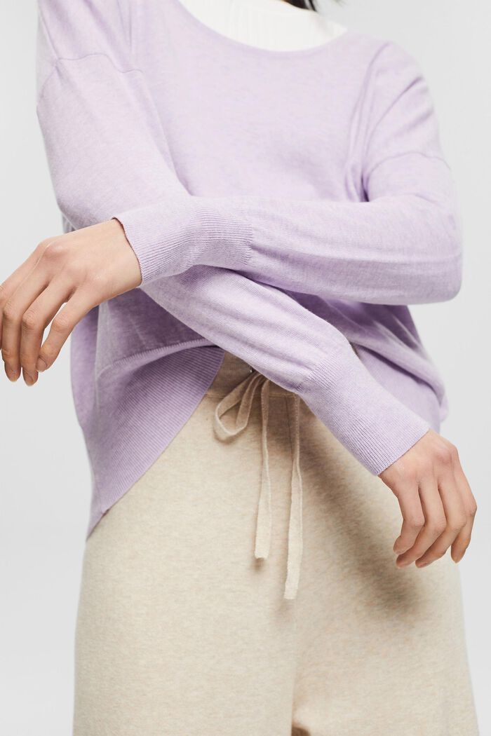 Pletený pulovr z bavlny, LILAC, detail image number 2
