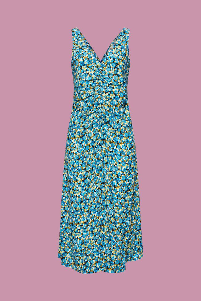 Midi šaty bez rukávů, s potiskem po celé ploše, TURQUOISE, detail image number 6