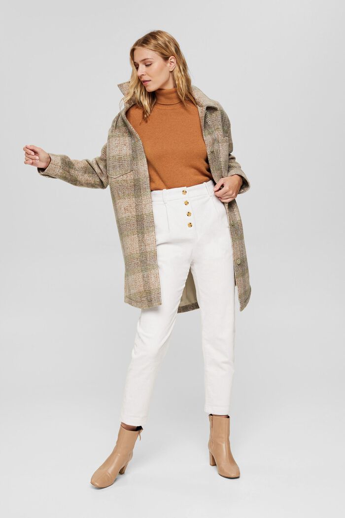 Manšestrové kalhoty s kalhotovým rozparkem na knoflíky, ze 100% bavlny, ICE, detail image number 1