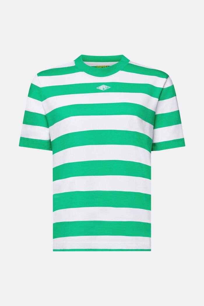 Pruhované tričko s vyšitým logem, bavlna pima, GREEN, detail image number 7