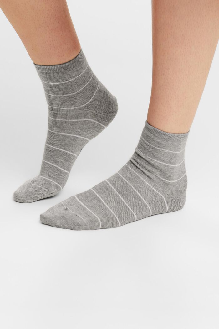 2 páry ponožek z hrubé pruhované pleteniny, BLACK/GREY, detail image number 1