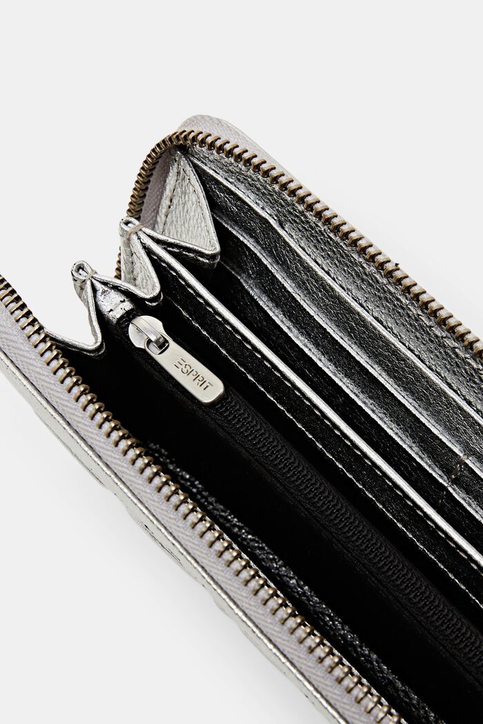 Kožená peněženka s logem na zip kolem dokola, SILVER, detail image number 3