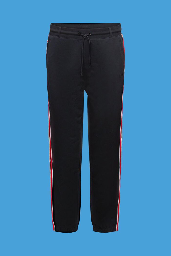 Bavlněné teplákové kalhoty s pruhy, BLACK, detail image number 6