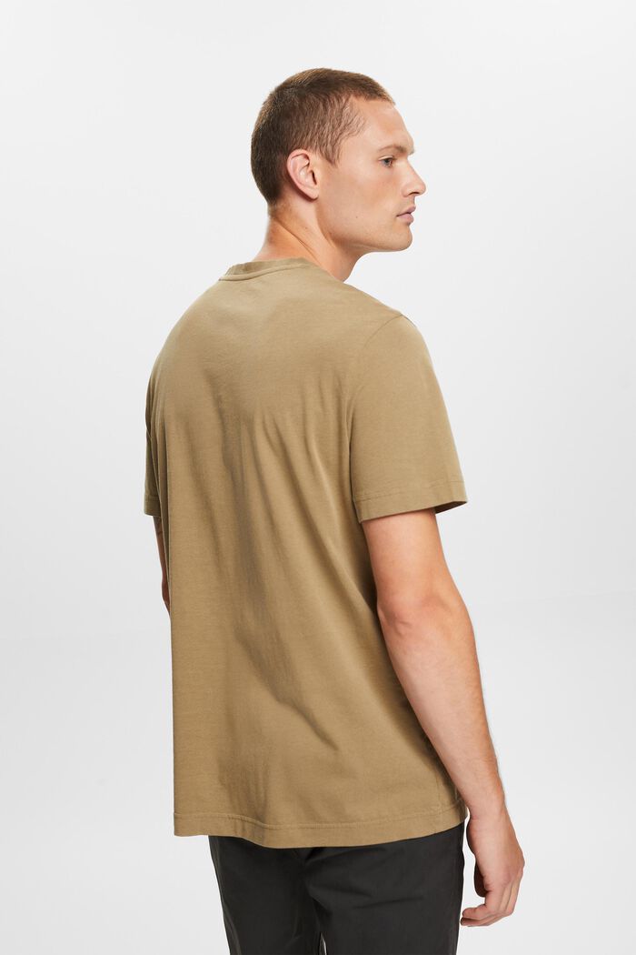 Žerzejové tričko s kulatým výstřihem, 100% bavlna, KHAKI GREEN, detail image number 3