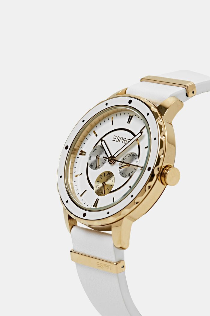 Multifunkční hodinky s koženým náramkem, GOLD, detail image number 1