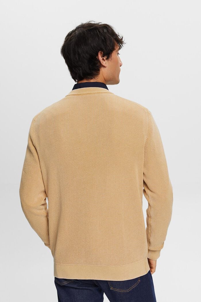 Basic pulovr s kulatým výstřihem, 100 % bavlna, BEIGE, detail image number 2