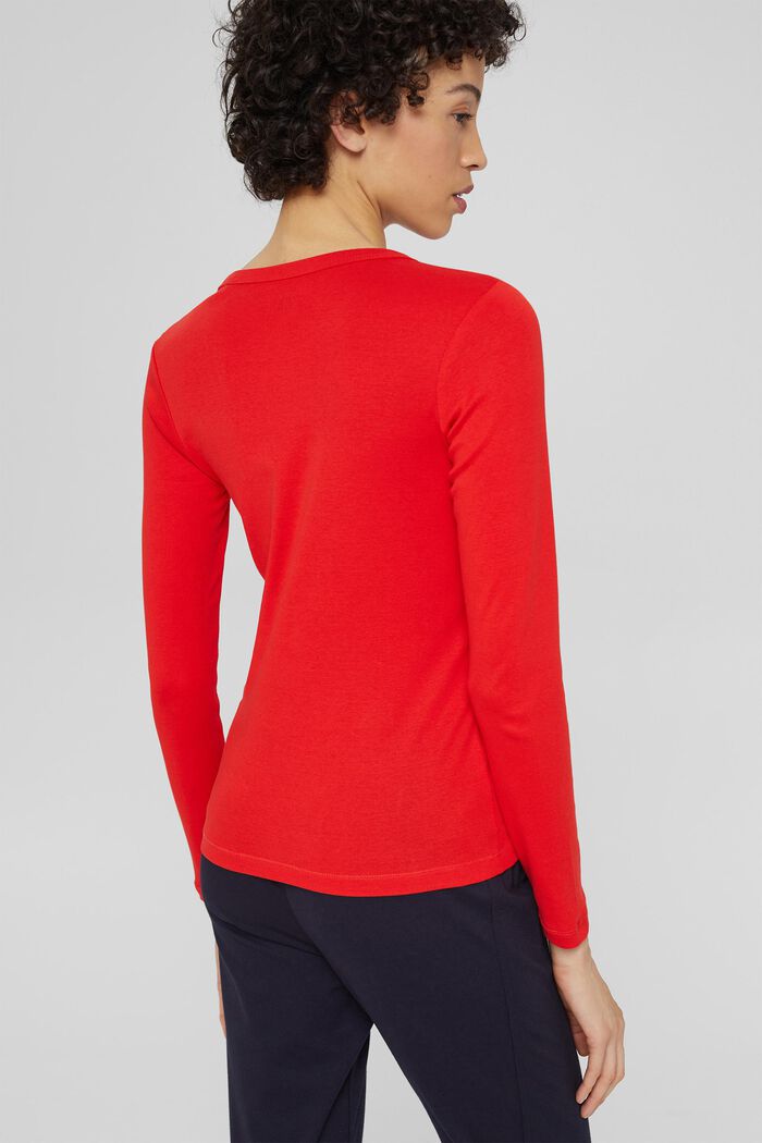 Tričko s dlouhým rukávem s kulatým výstřihem, ze 100% bio bavlny, ORANGE RED, detail image number 3