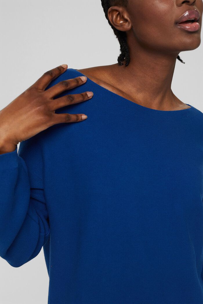 Pletený pulovr ze 100% bio bavlny, BRIGHT BLUE, detail image number 0