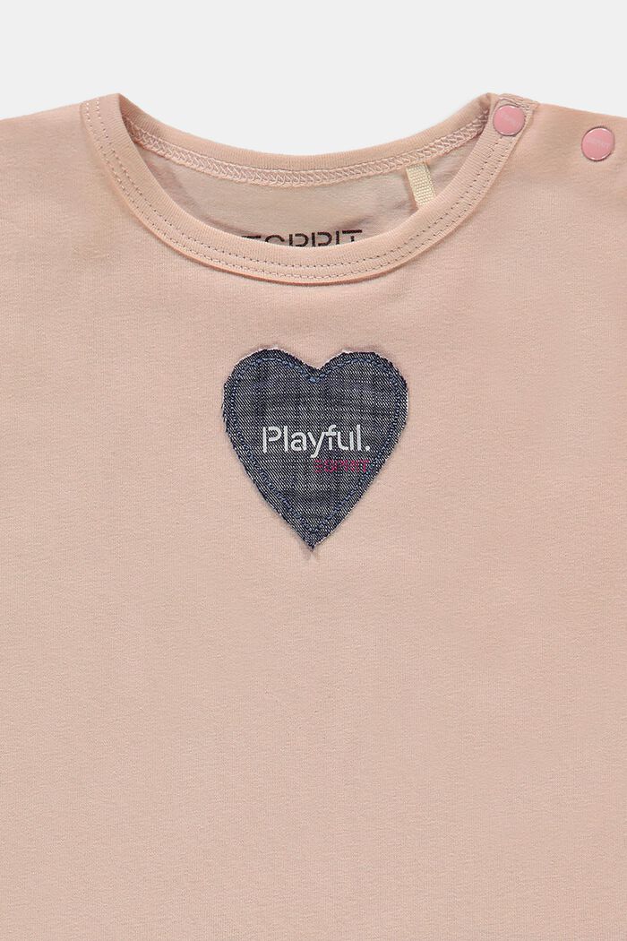 Tričko s nášivkou srdce, bio bavlna, PASTEL PINK, detail image number 2