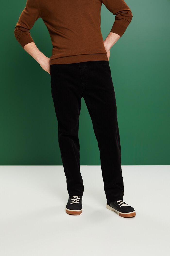 Rovné manšestrové kalhoty v carpenter stylu, BLACK, detail image number 0