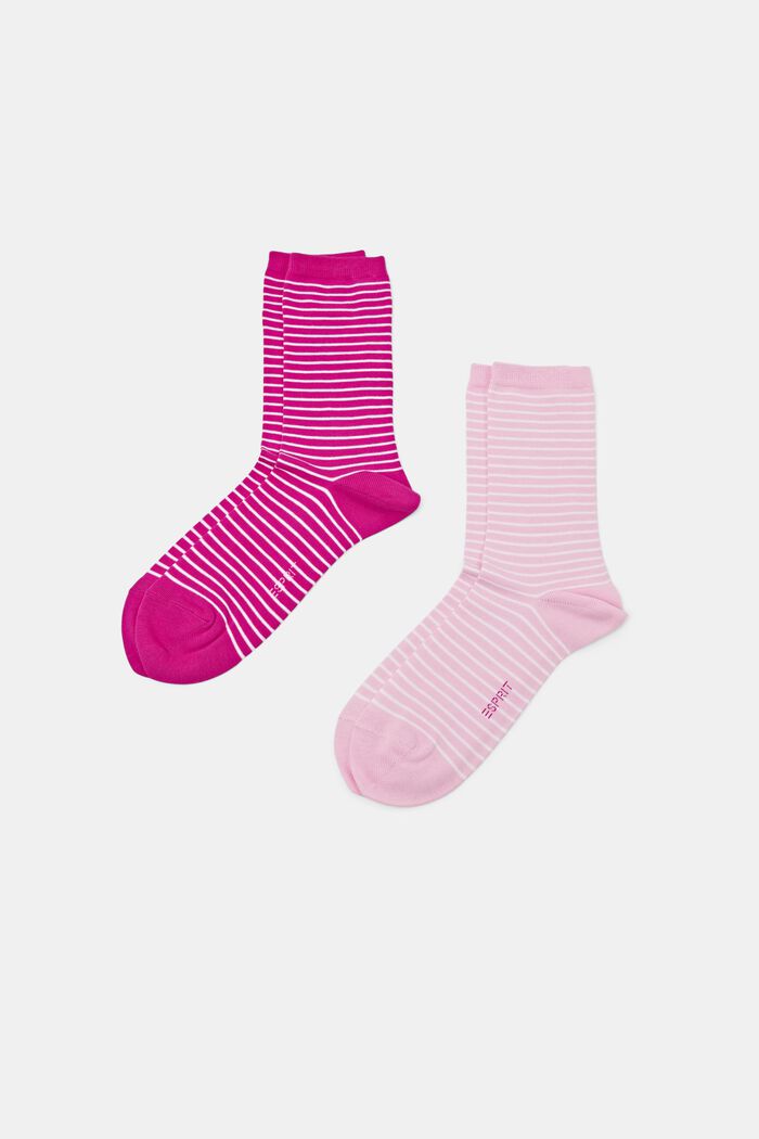 2 páry ponožek z hrubé pruhované pleteniny, PINK, detail image number 0