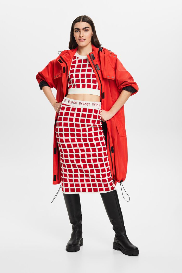 Midi sukně s logem, z žakárové pleteniny, DARK RED, detail image number 1