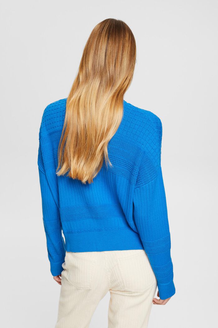 Pletený pulovr s různými vzory, BLUE, detail image number 3