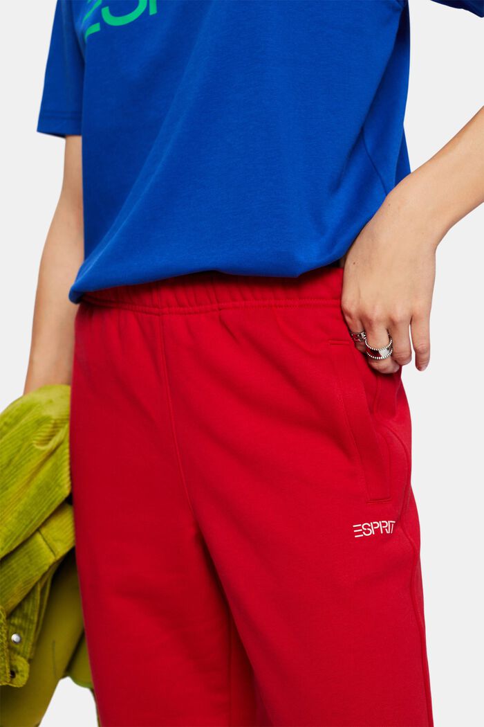Unisex teplákové flaušové kalhoty s logem, z bavlny, RED, detail image number 3