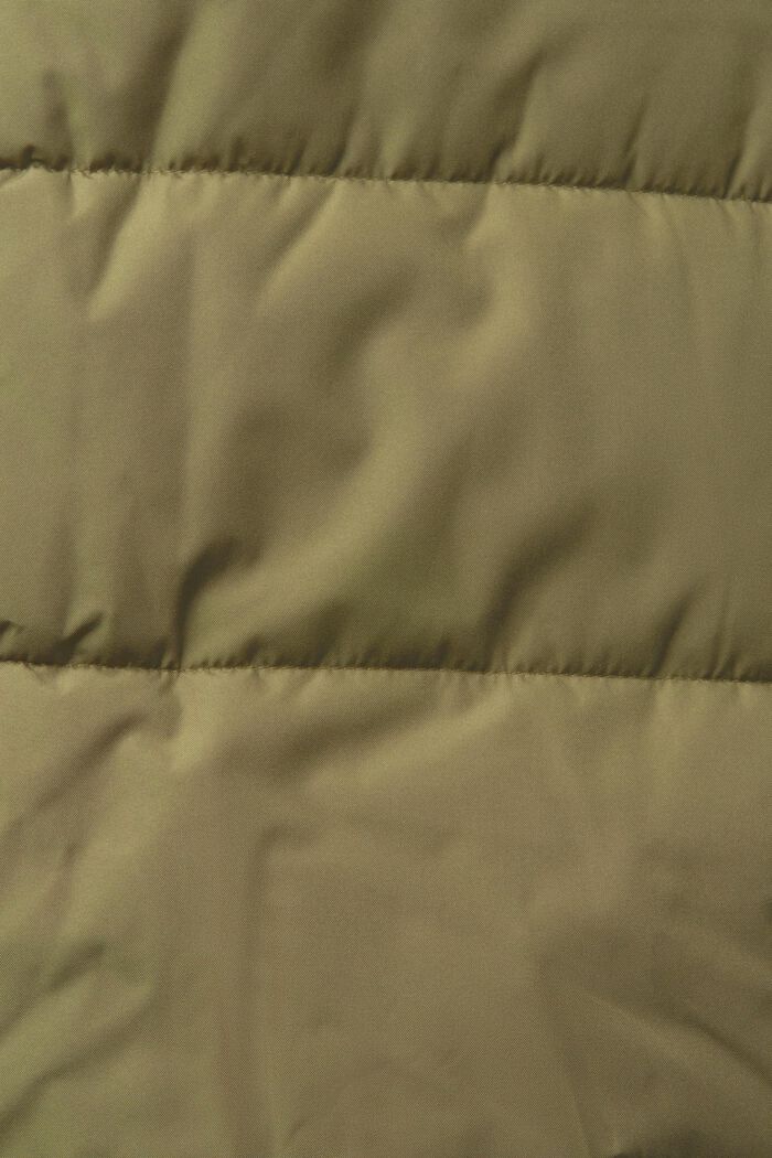 Prošívaný kabát s detaily z žebrové pleteniny, DARK KHAKI, detail image number 1