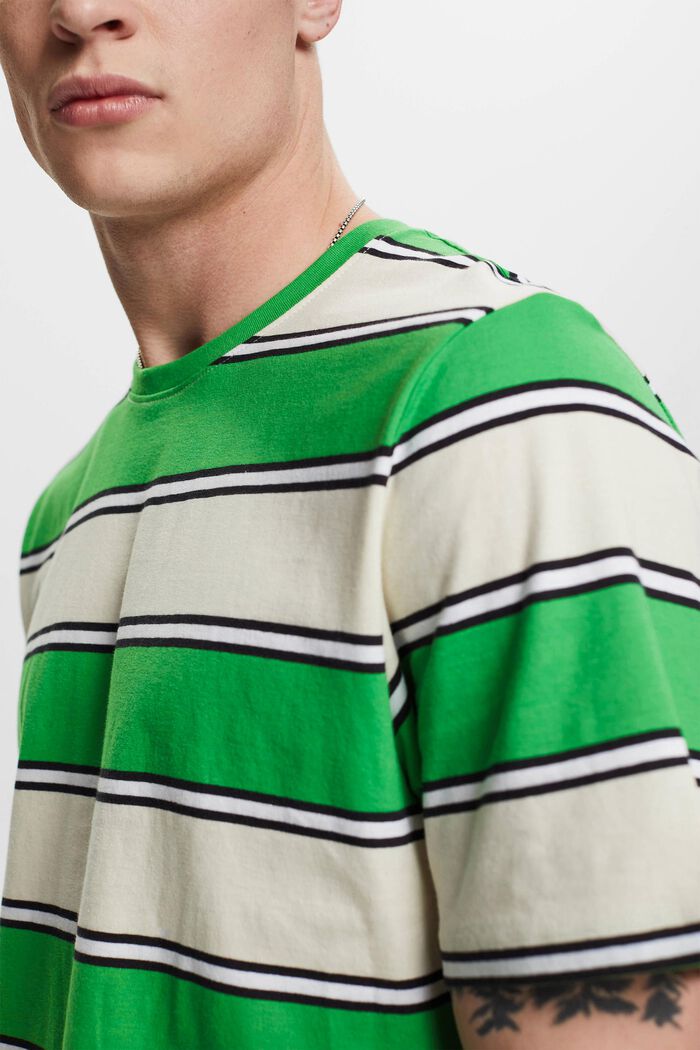 Proužkované tričko z udržitelné bavlny, GREEN, detail image number 2