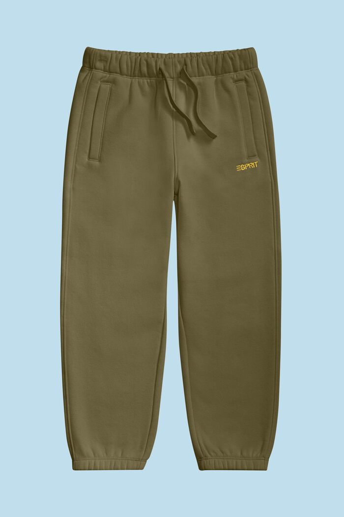 Teplákové kalhoty s logem, z bavlněné směsi, OLIVE, detail image number 0